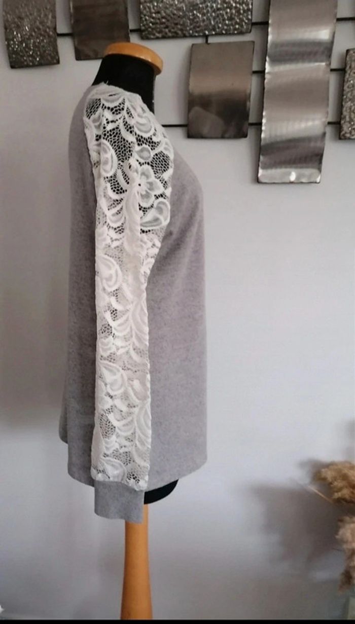 Tee-shirt manches longues dentelle Gémo taille S/M - photo numéro 4