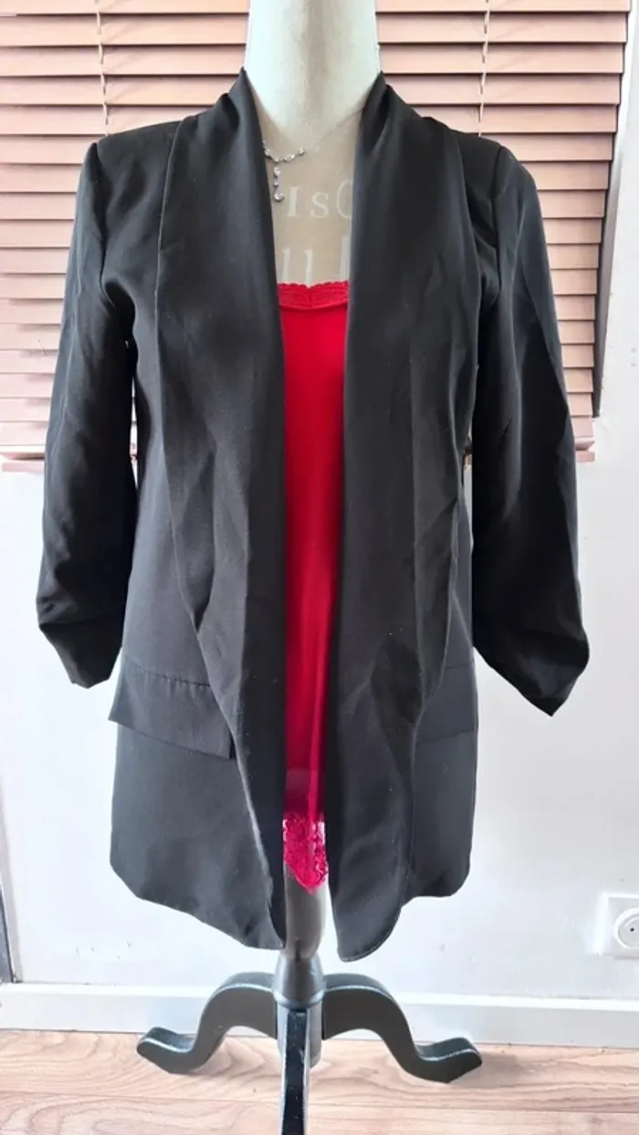 🌸 long blazer noir manche accordéon taille unique #newcollection - photo numéro 5