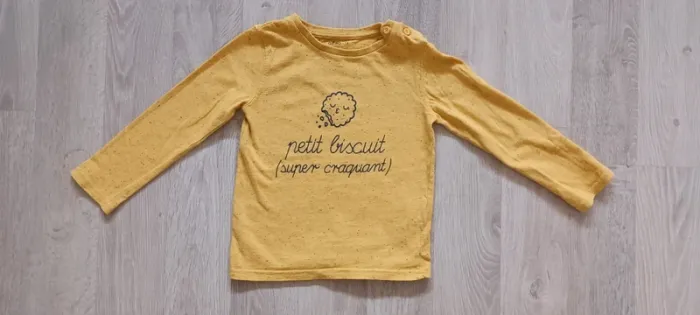 Tee-shirt manches longues garçon "petit biscuit (super craquant), taille 3 ans, marque Gemo - photo numéro 2