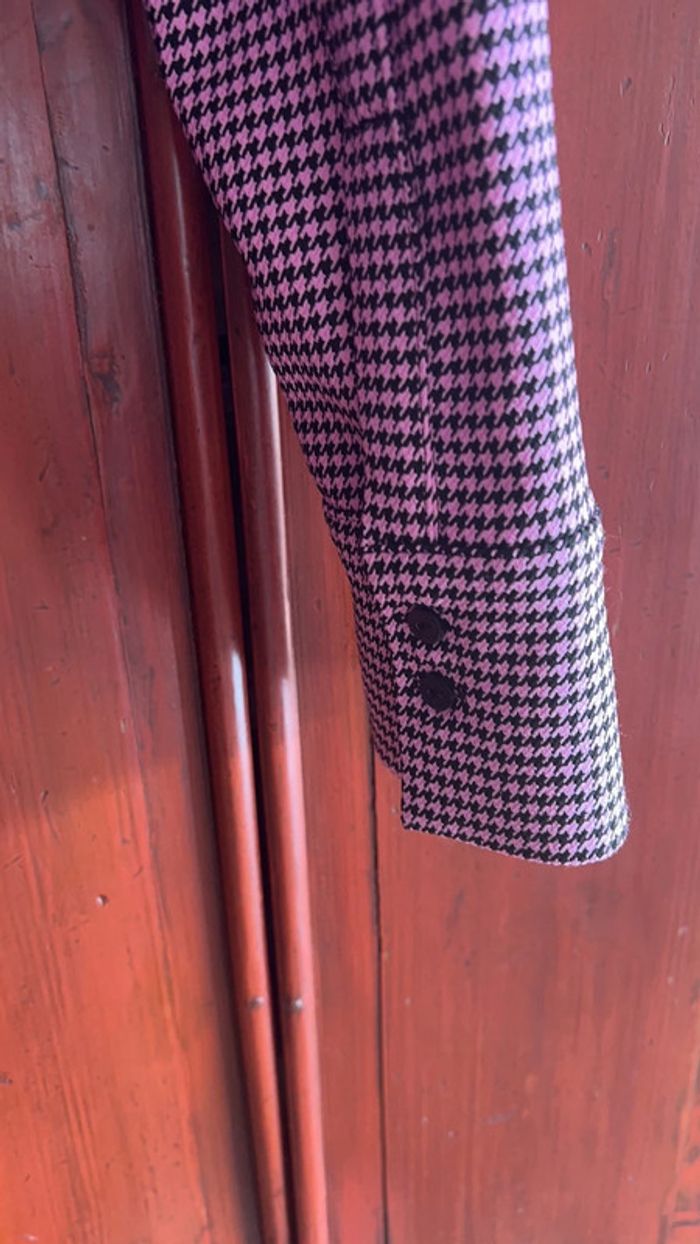 Zara haut motif pied de poule rose et noir taille S - photo numéro 8