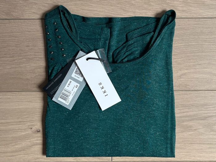 T-shirt réversible vert en lurex manches 3/4 Ikks T-XS