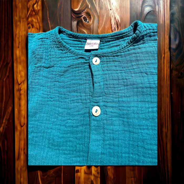 Barboteuse gaze de coton vert paon BB&Co 12 mois TBE (11€) - photo numéro 3