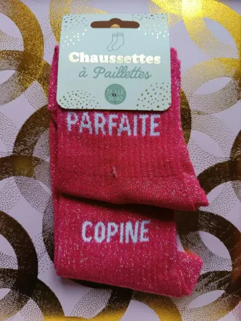 Chaussette à paillettes message
