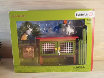 Schleich boîte Clapier et ses lapins Figurine animal de la ferme