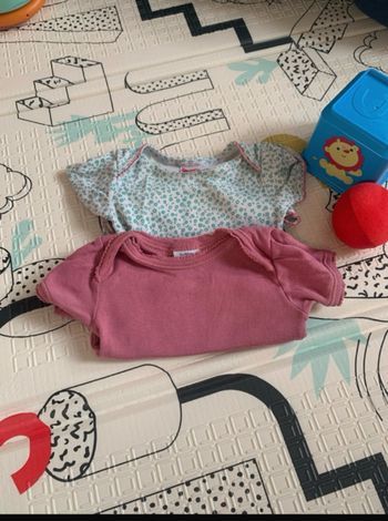 Lot de 2 bodies manches courtes Petit Bateau, 100%coton, 3 mois/60 cm