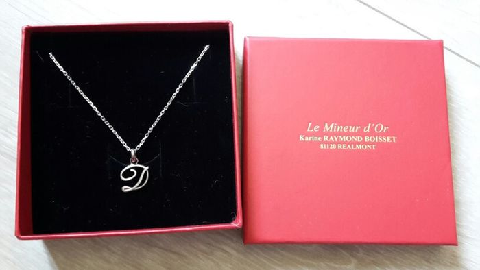 Chaine en argent et pendentif D en argent neuf - photo numéro 2