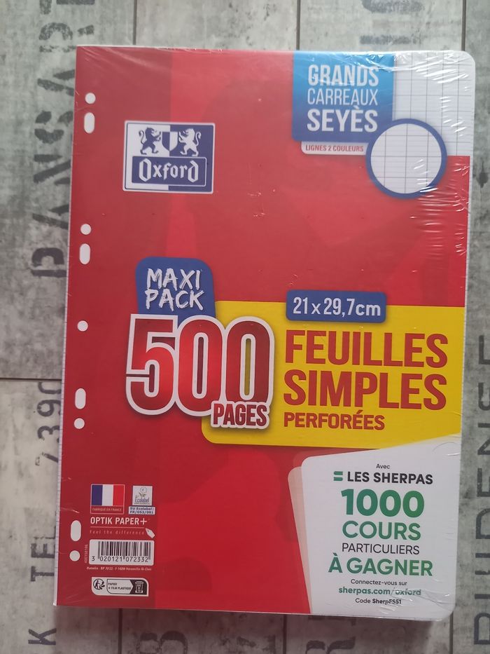 Copie double perforées  x 500 Oxford