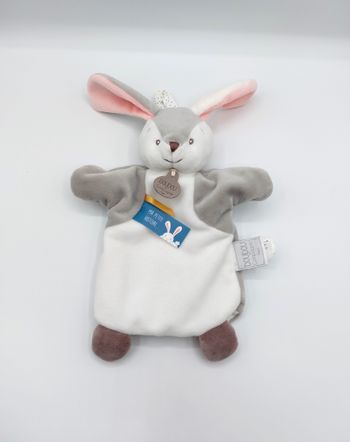 Doudou et Compagnie marionnette lapin gris blanc rose Ma petite histoire DC4008