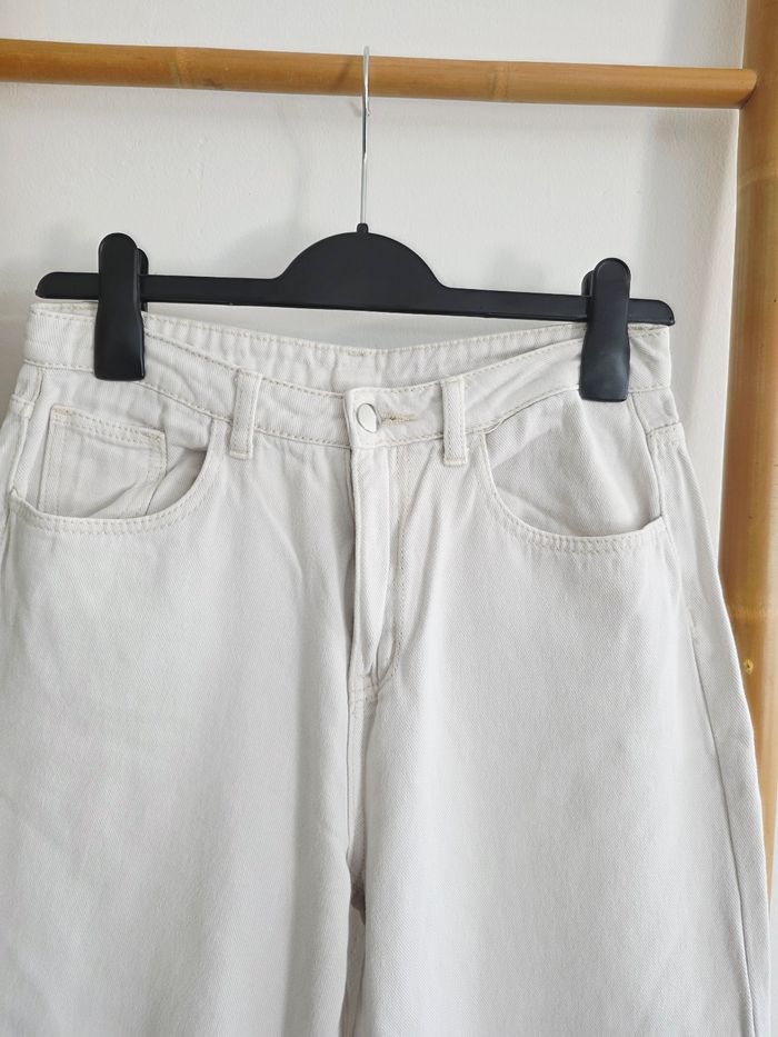 Jeans jambes larges type wide blanc cassé - photo numéro 2
