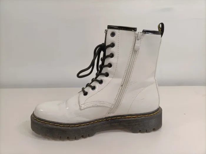 Boots plates blanches à lacets femme, T 41 lacets et zip chaussures femme imperméable printemps C023 - photo numéro 3