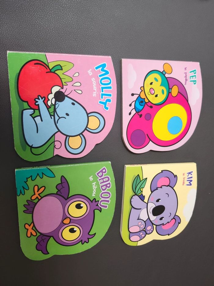 Lot quatre livres animaux bébé enfant souris hibou papillon koala