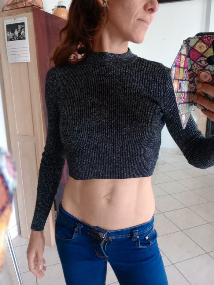 Crop top s noir argenté c 81 - photo numéro 2