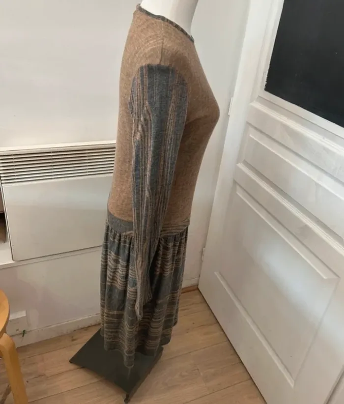Emita churlaud robe en laine imprimée Coloris beige, gris femme, taille 40 - photo numéro 7