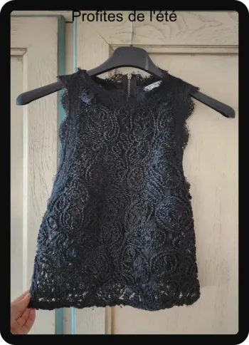 Top noir macramé Zara