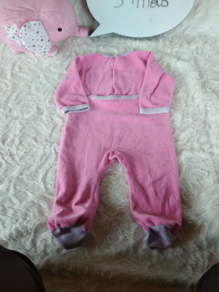 Pyjama grenouillère velours Fille 3 mois Sourinette de lune jolie Tissaia - photo numéro 10