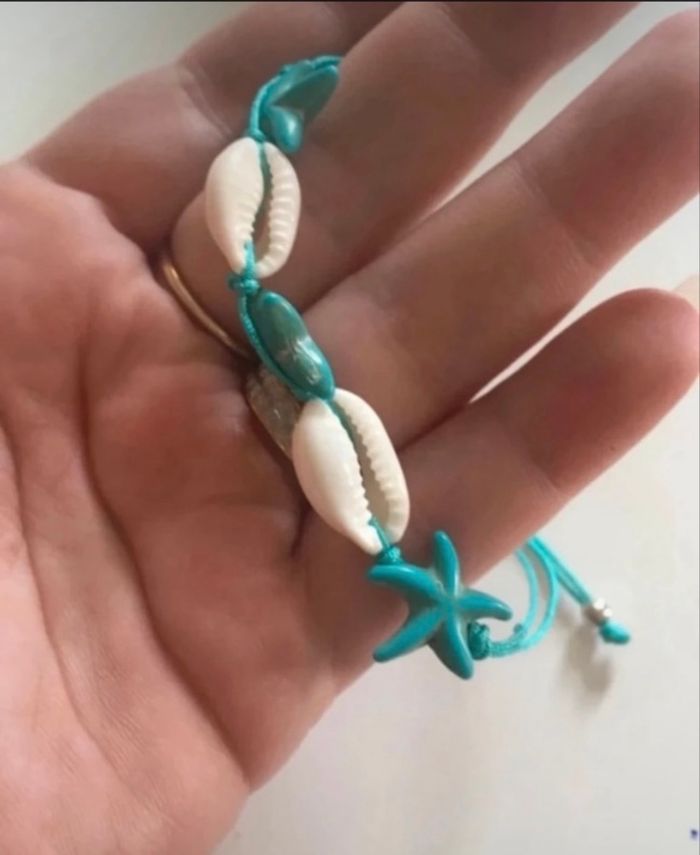 Bracelet de cheville NEUF thème estival avec coquillage et étoile de mer - photo numéro 3