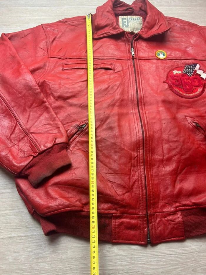Blouson Vintage Cuir Rouge FJ560 Urban Assault Squad Taille 2X – Drapeau USA - photo numéro 6