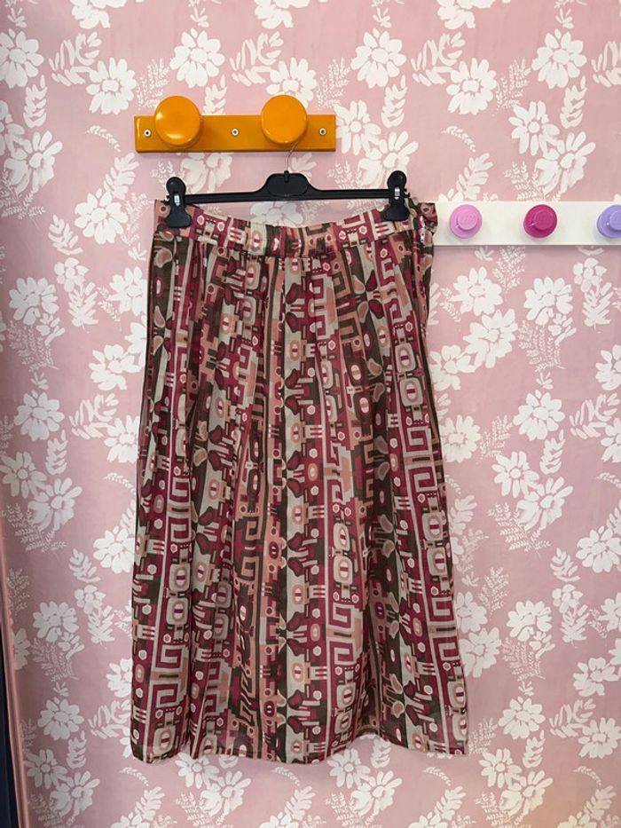 Jupe longue plissée à motifs vintage
