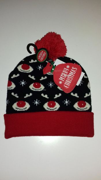 Bonnet de Noël avec pompon - Merry Christmas - T.U - Neuf