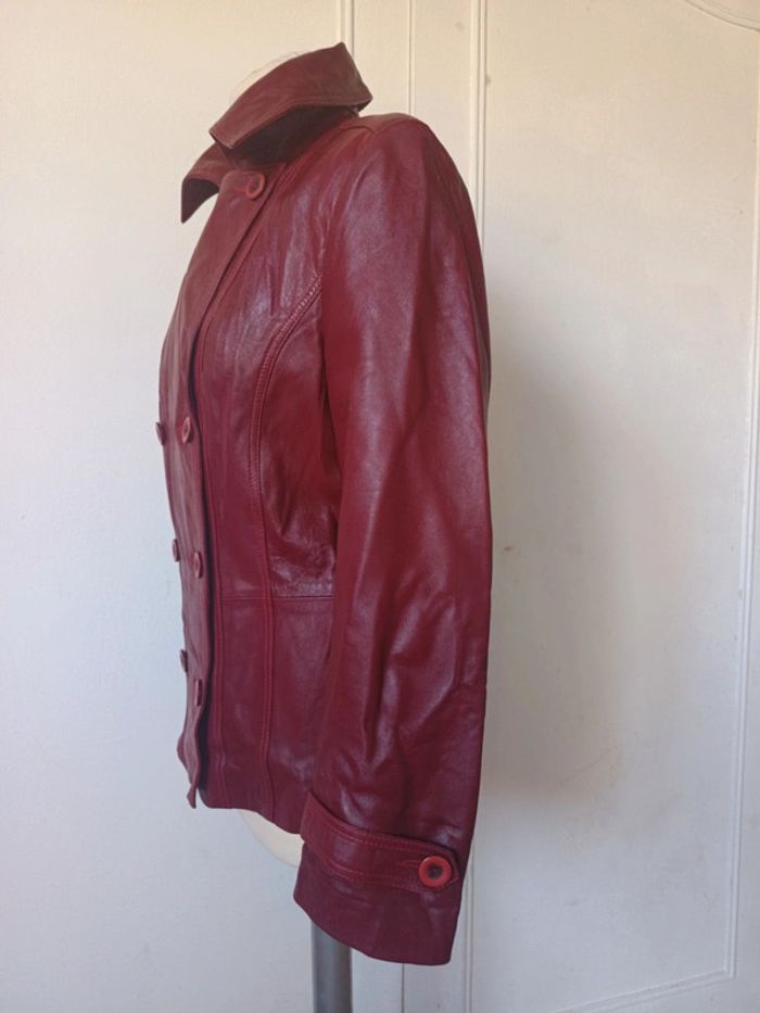 veste perfecto en cuir Cuir femme rouge Bordeau marque finzi Neuf - photo numéro 17