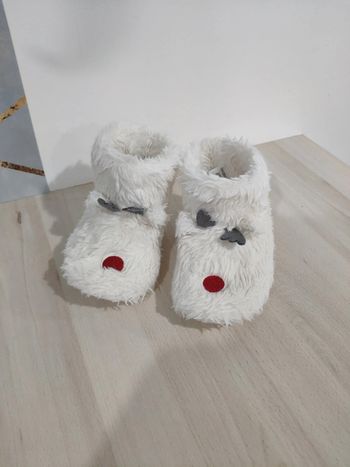 Chaussons soft boa fourrés rennes blancs fille Okaïdi taille 25/26