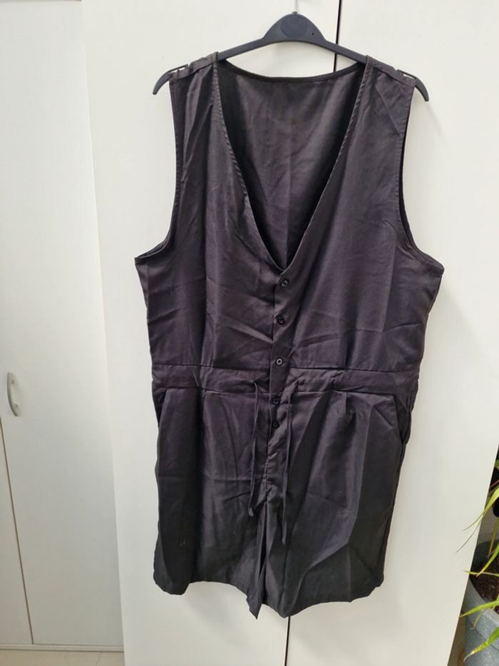 Combinaison Combi Short Noir Décolleté V Homme - photo numéro 11