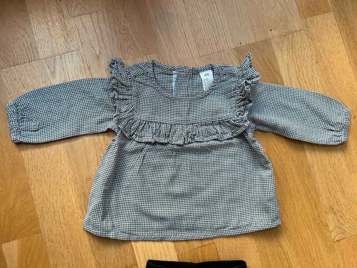 Ensemble tunique/chemisier carreaux volanté et legging bébé fille - photo numéro 2