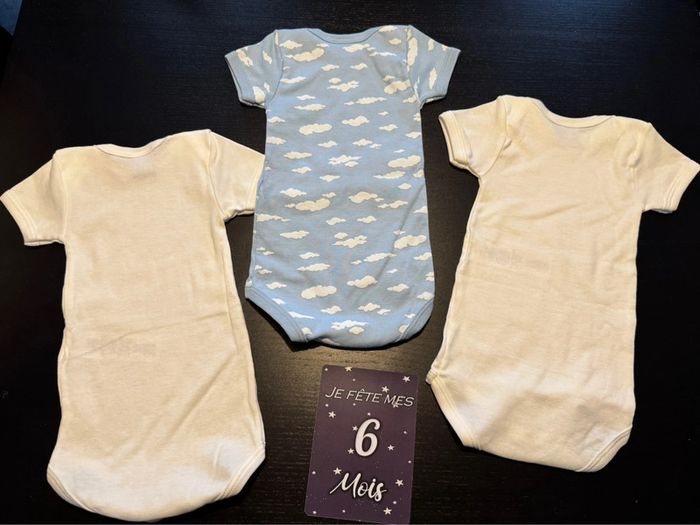 Lot 3 bodies Petit bateau manches courtes 6 mois neuf - photo numéro 5