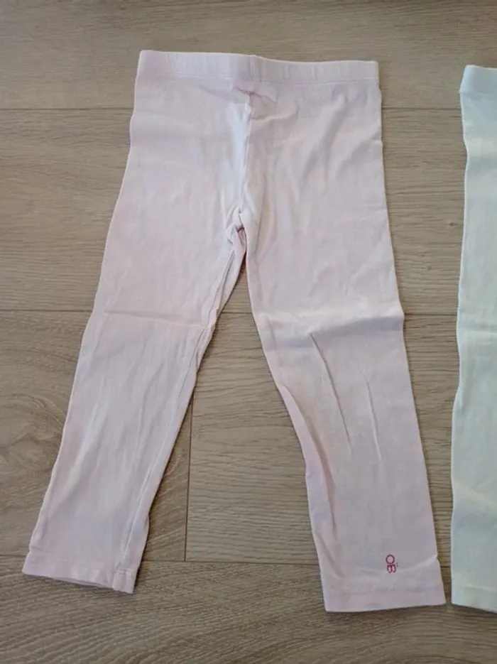 Lot de 2 leggings rose et blanc Obaïbi 3 ans - photo numéro 5