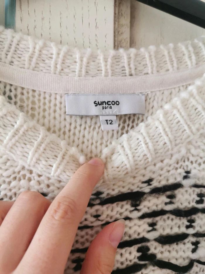 Pull laine noir et blanc Suncoo - photo numéro 4