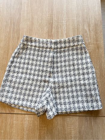 Short taille haute chiné blanc noir kiabi taille 34 XS