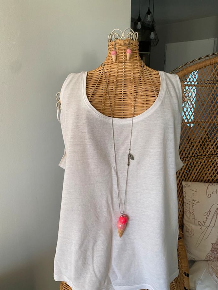 Parure collier sautoir et boucles d’oreille avec oiseau Chez Laurette
