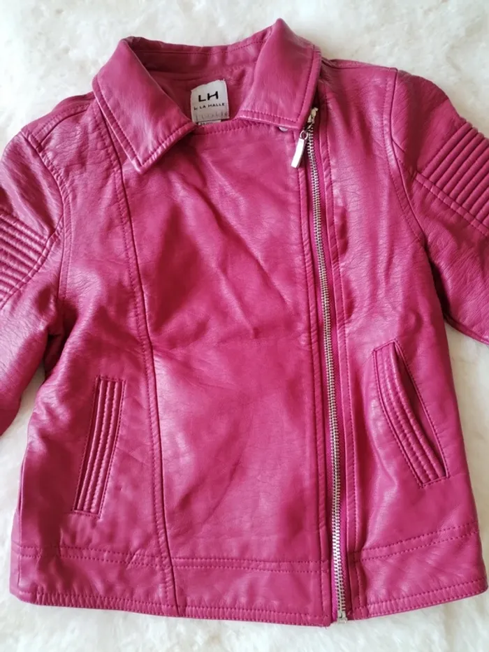 Superbe Blouson Simili Cuir Framboise Fille - Taille 8 ans 💖 - photo numéro 3