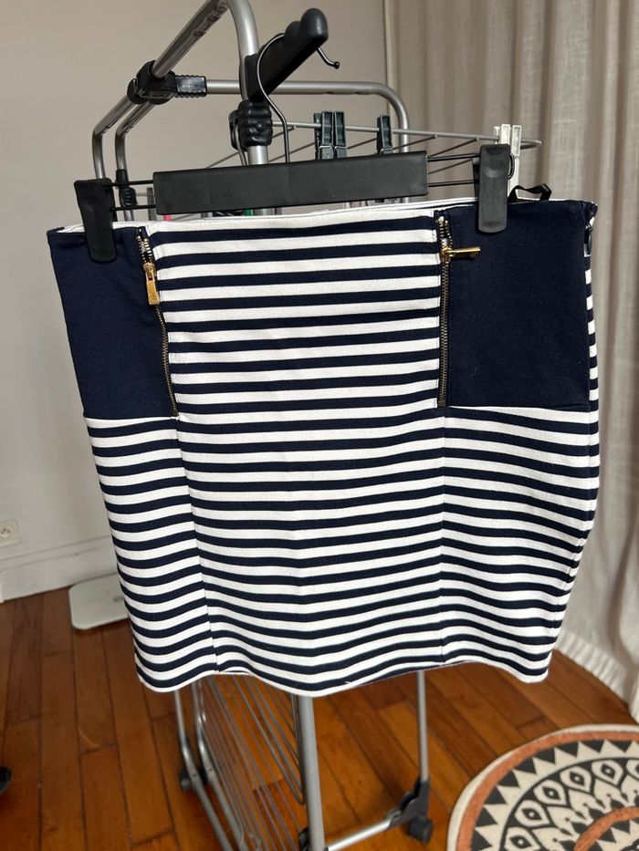 Jupe courte rayée marine morgan taille S - photo numéro 3