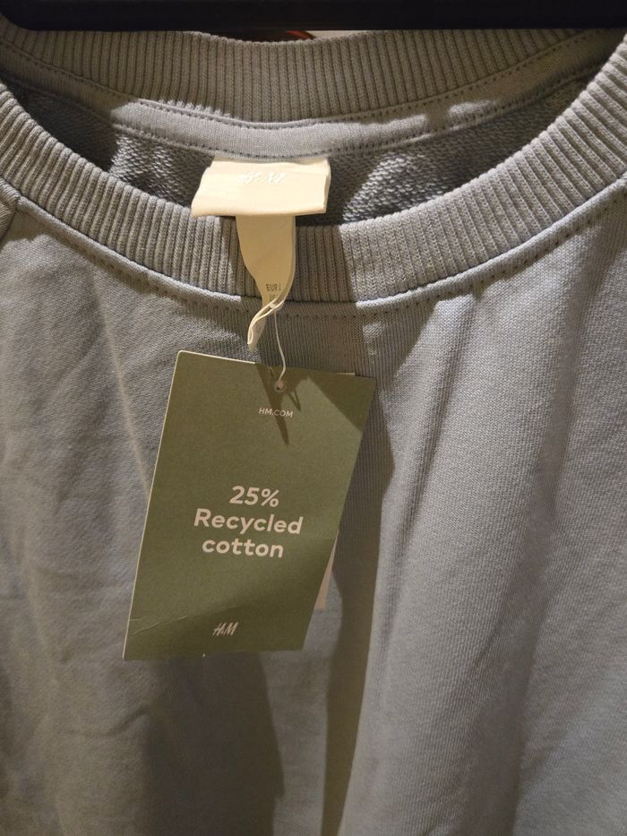 Sweat coton bleu ciel T.L 46 H&M neuf - photo numéro 3