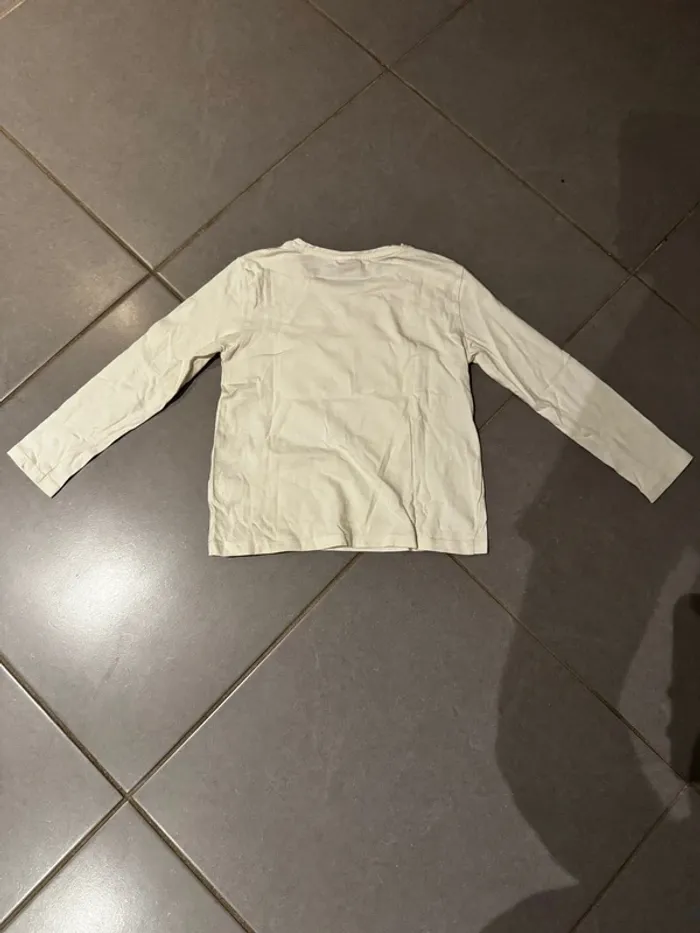 T shirt manches longues à sequins - TAO - Tête de zèbre - Blanc, noir, jaune, rose & gris - 6 ans - photo numéro 4