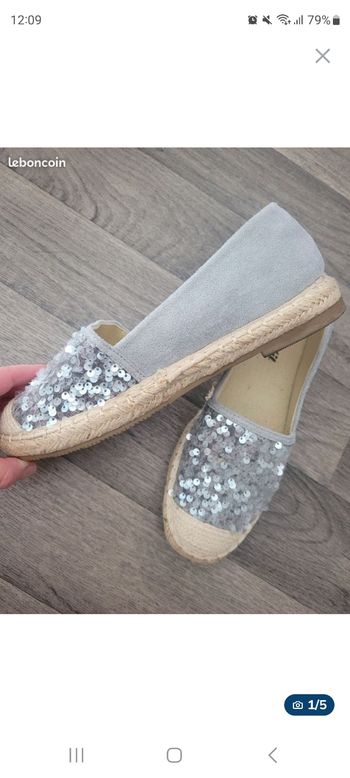Paires d'espadrilles à sequins grise Kiabi-Pointure 38