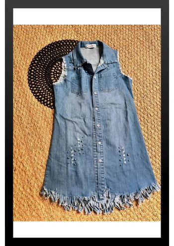 Robe sans manche jean perle