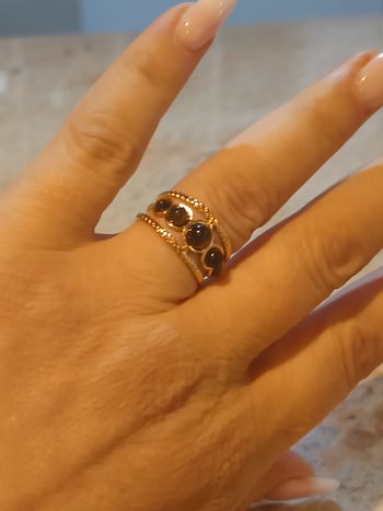 Bague ajustable oeil de tigre acier inoxydable tendance