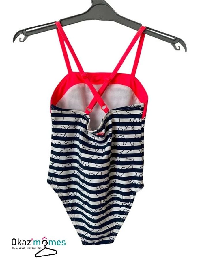 Maillot de bain fille rayé bleu marine et blanc - Okaïdi 4 ans (104cm) - photo numéro 4