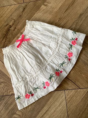 Jupe doublée Sergent Major 4 ans blanche fleurs rose fluo
