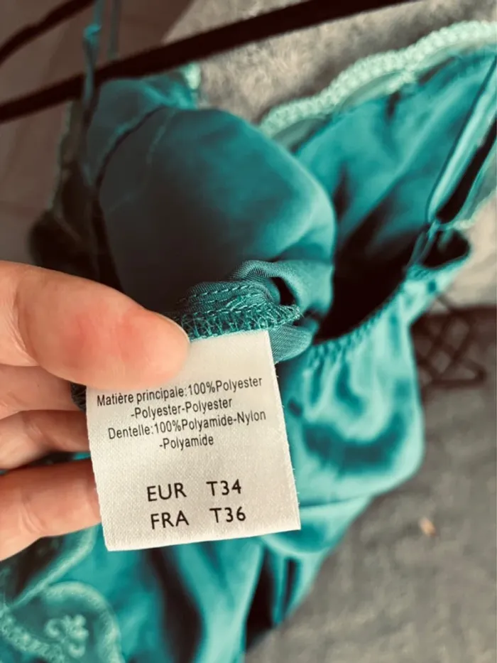 Pyjama combishort soie vert - photo numéro 10