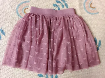 Jupe rose tulle dentelle coeur 4 ans élastique
