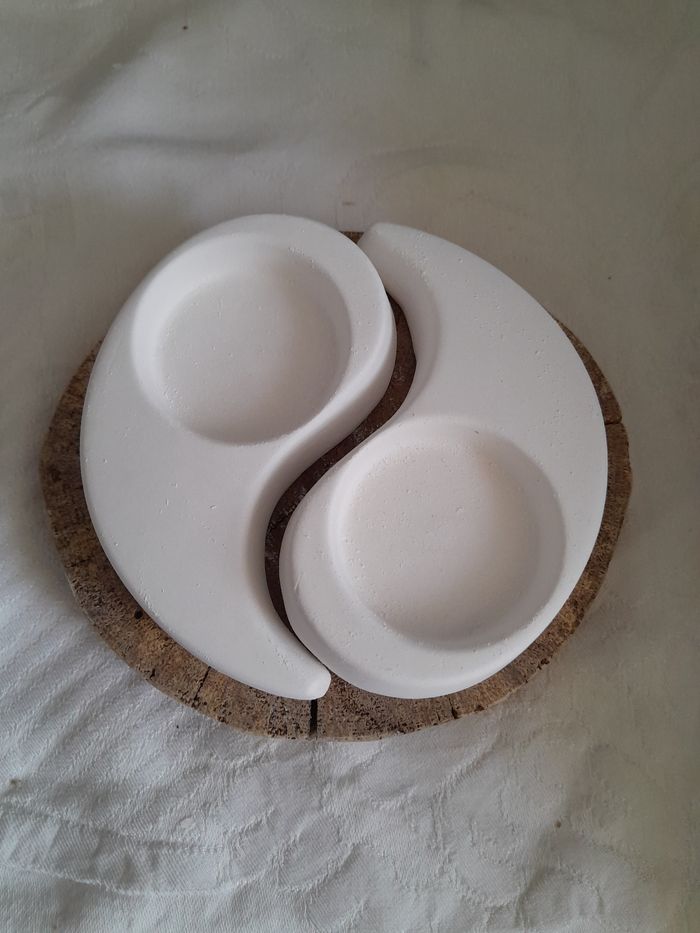 Photophore yin-yang en plâtre à peindre