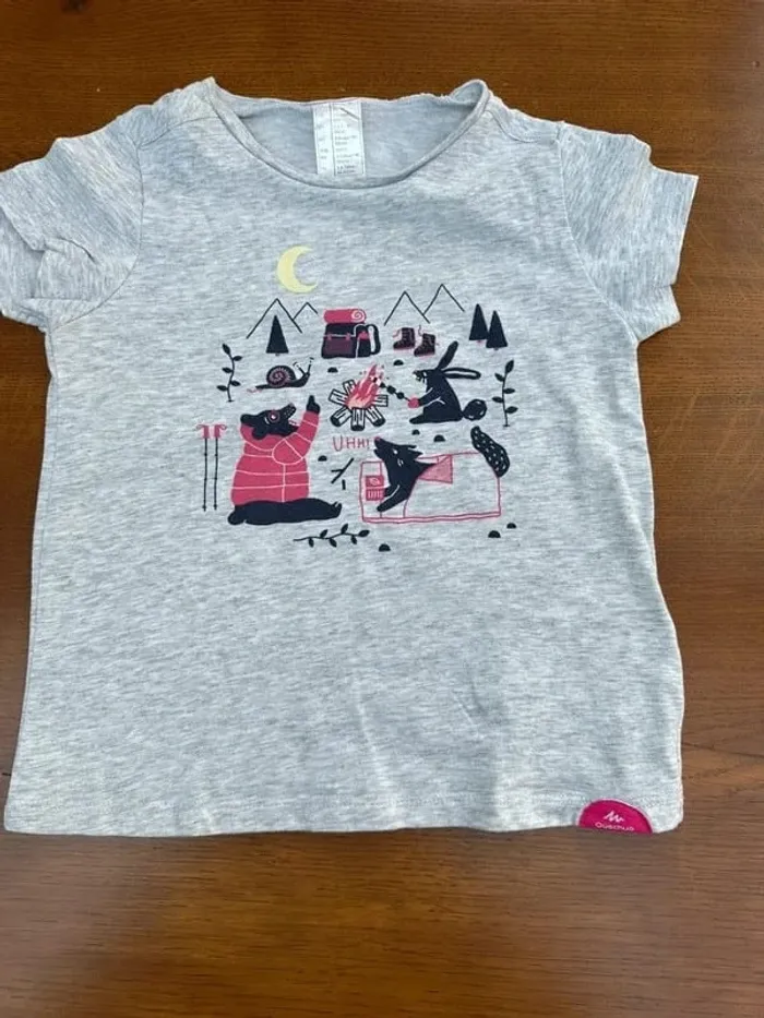 T-shirt décathlon 3-4 ans gris et rose