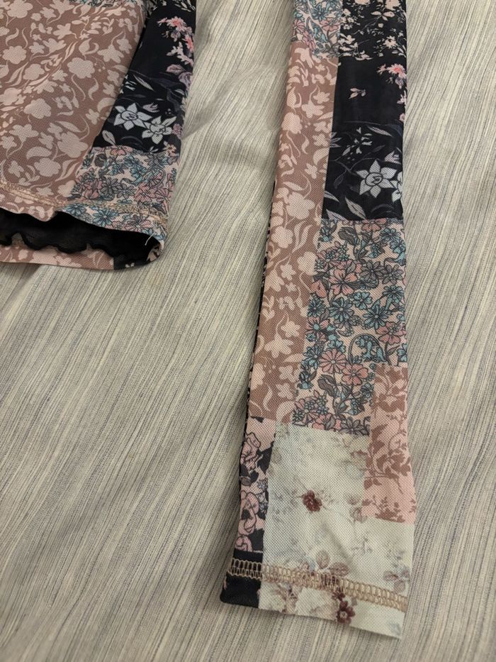 Haut mesh vintage patchwork fleurs - photo numéro 8