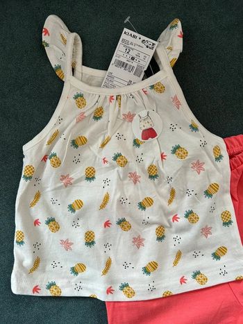 ensemble été short tee shirt 12 mois neuf