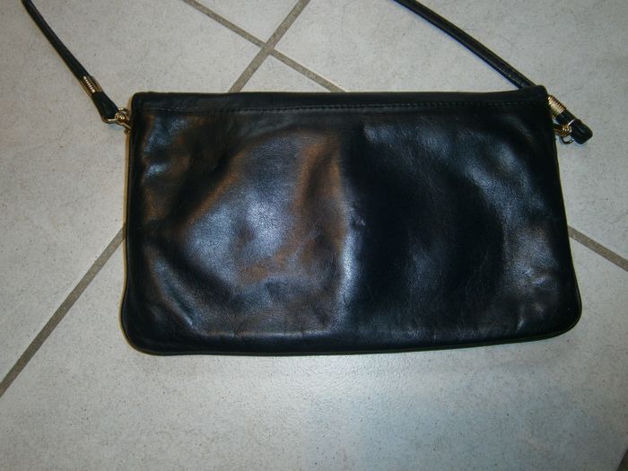 Sac à mains en cuir bleu marine - photo numéro 7