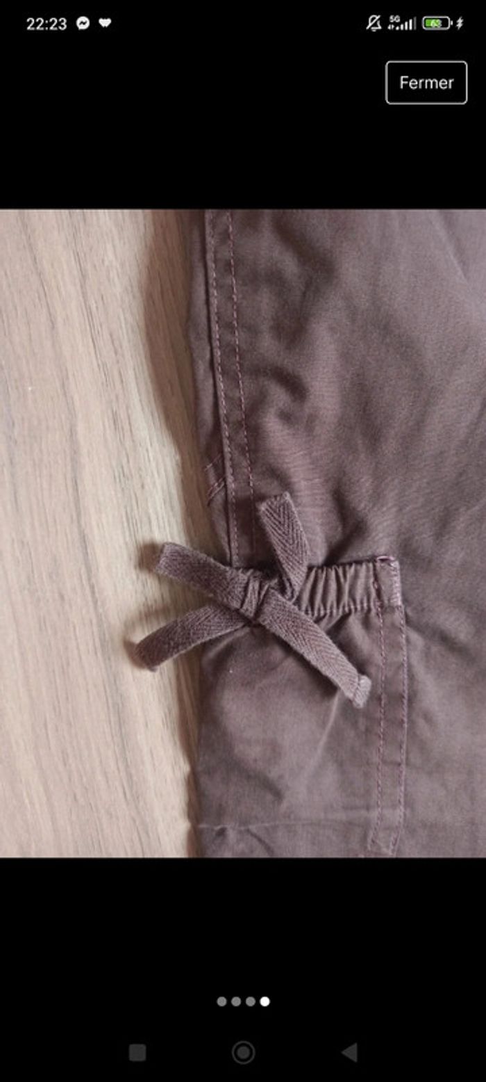 Pantalon marron in extenso 10 ans poches sur les côtés avec petit nœud - photo numéro 4