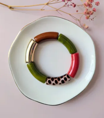 Bracelet tube multicolore léopard